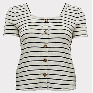 🆕NWT TORRID Ivory/Black Stripe Rib Button Midi T